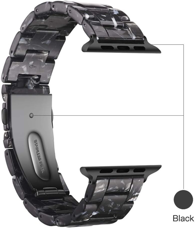 Fashionable Light Resin Apple Watch Band for Men and Women, Compatible with Stainless Steel Buckle – Fits Apple Watch Series 1-10 and Ultra 1-2 (38mm/40mm/41mm/42mm/44mm/46mm/49mm)