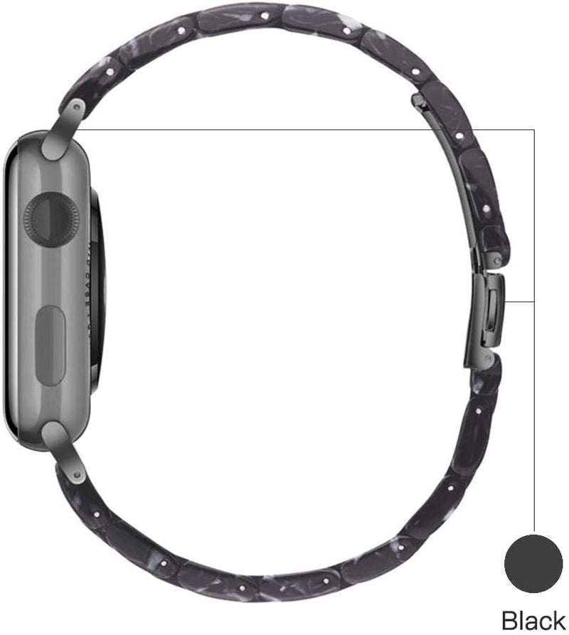 Fashionable Light Resin Apple Watch Band for Men and Women, Compatible with Stainless Steel Buckle – Fits Apple Watch Series 1-10 and Ultra 1-2 (38mm/40mm/41mm/42mm/44mm/46mm/49mm)