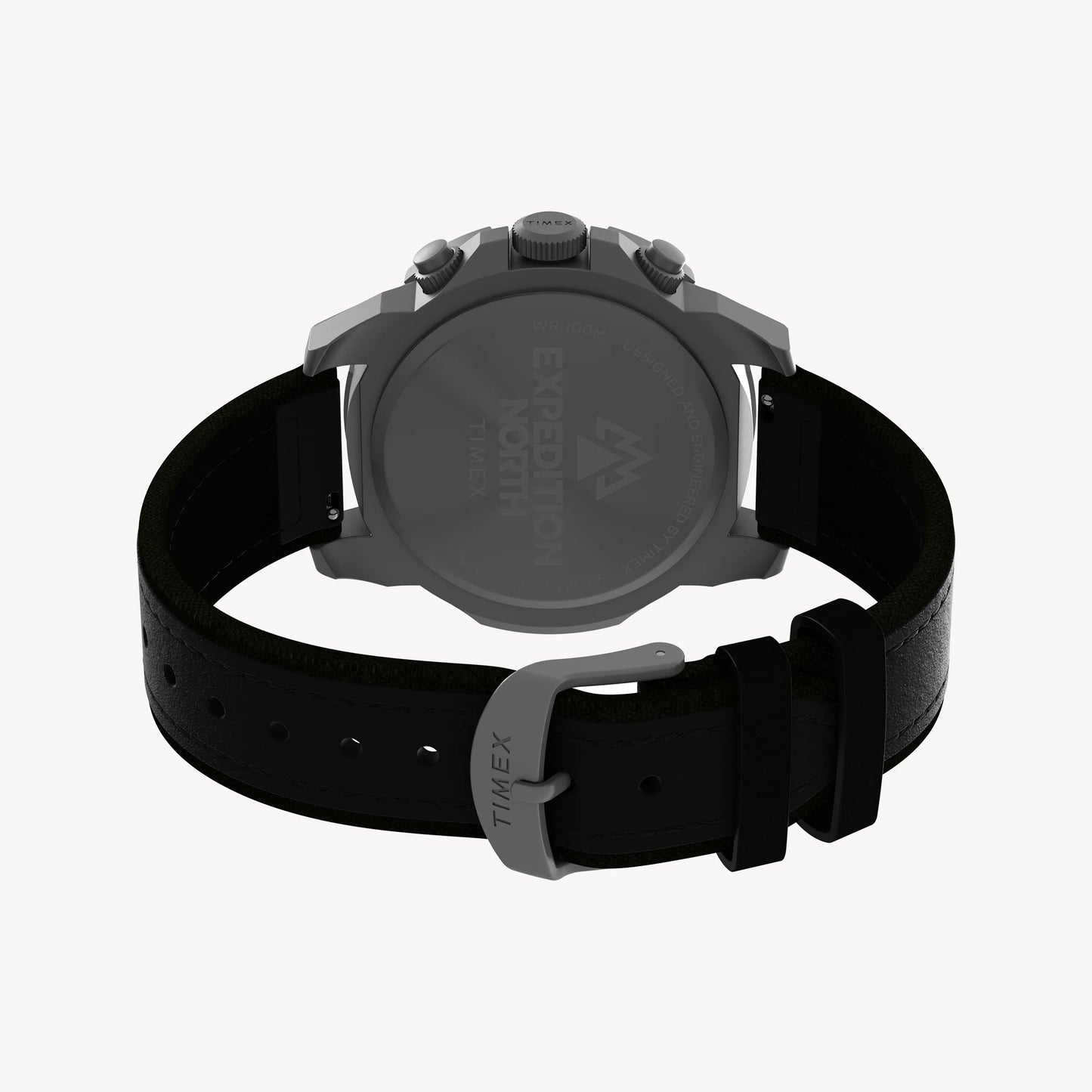 Timex Men's Black Eco-Leather Watch, Dark Green Dial | TW2W16100-2