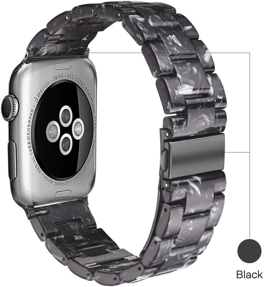 Fashionable Light Resin Apple Watch Band for Men and Women, Compatible with Stainless Steel Buckle – Fits Apple Watch Series 1-10 and Ultra 1-2 (38mm/40mm/41mm/42mm/44mm/46mm/49mm)