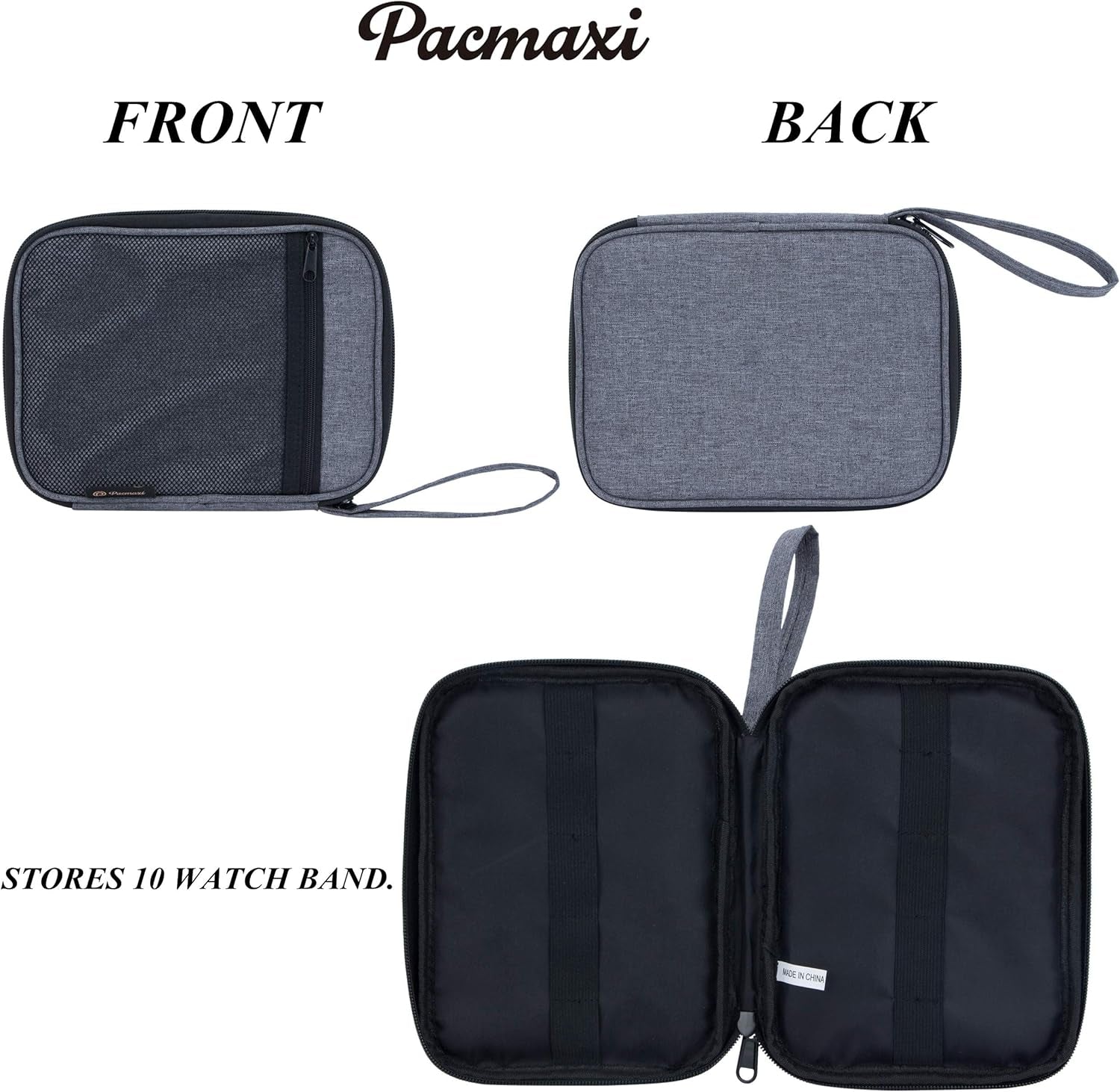 Watch Band Storage Organizer for 10 Bands - Travel Carrying Case in Dark Gray