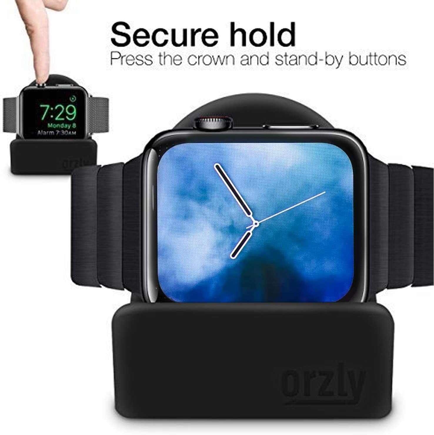 Premium Apple Watch Charger Stand Compatible with All Series, Ultra 49mm to Series 1, Durable TPU Design, Gift Boxed, Black
