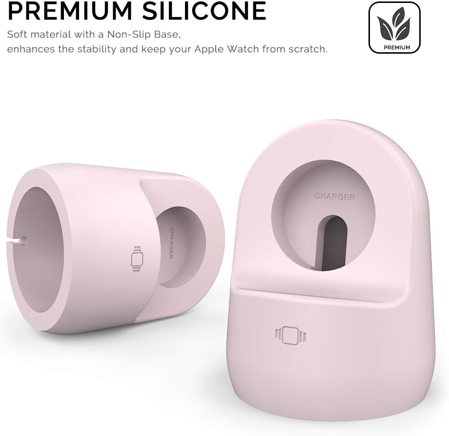 Silicone Charging Dock Stand for Apple Watch Ultra 2, Ultra, SE2, Series 1-7 (45/44/42/41/40/38mm) - Pink