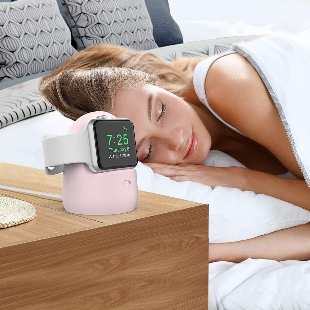 Silicone Charging Dock Stand for Apple Watch Ultra 2, Ultra, SE2, Series 1-7 (45/44/42/41/40/38mm) - Pink