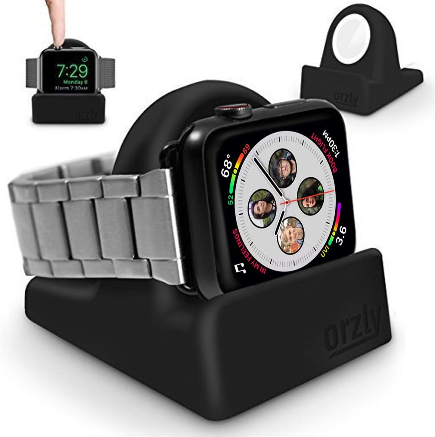 Premium Apple Watch Charger Stand Compatible with All Series, Ultra 49mm to Series 1, Durable TPU Design, Gift Boxed, Black