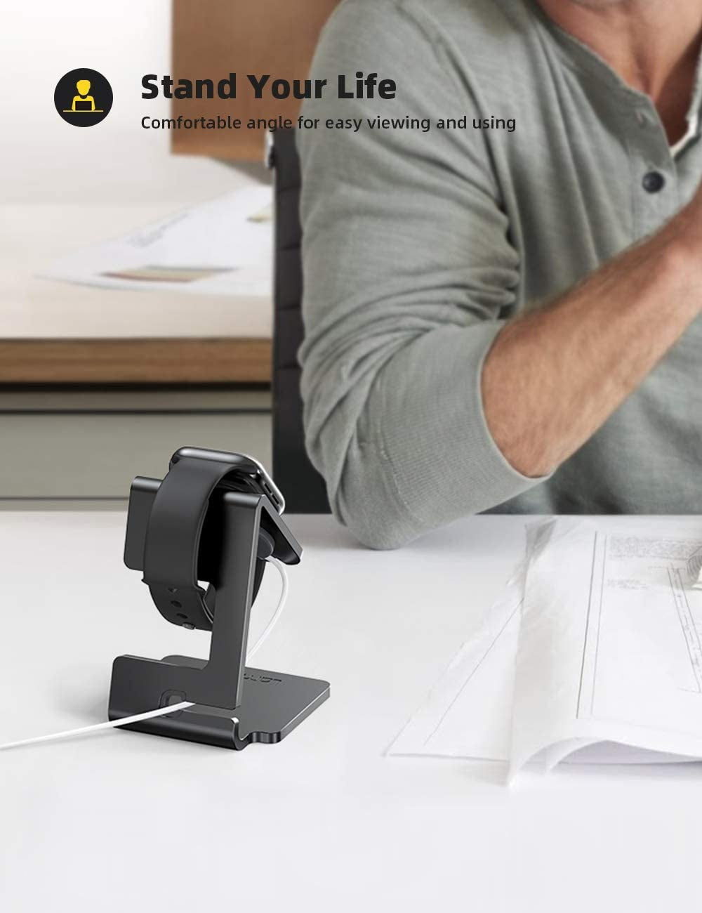 Apple Watch Magnetic Charging Stand - Professional Desk Dock for All Series Including SE, Ultra, and Generations 1-9
