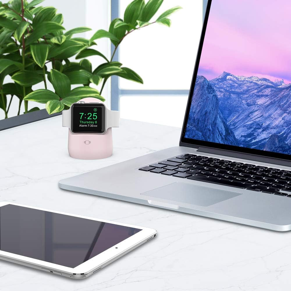 Silicone Charging Dock Stand for Apple Watch Ultra 2, Ultra, SE2, Series 1-7 (45/44/42/41/40/38mm) - Pink