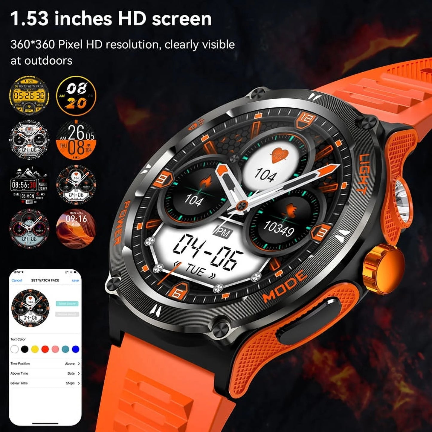 1.53’ Smartwatch for Men, Fits for Android & Iphone Devices, Fitness Watch with Fitness Tracker, Answer/Call/100+ Exercise Modes (Black)