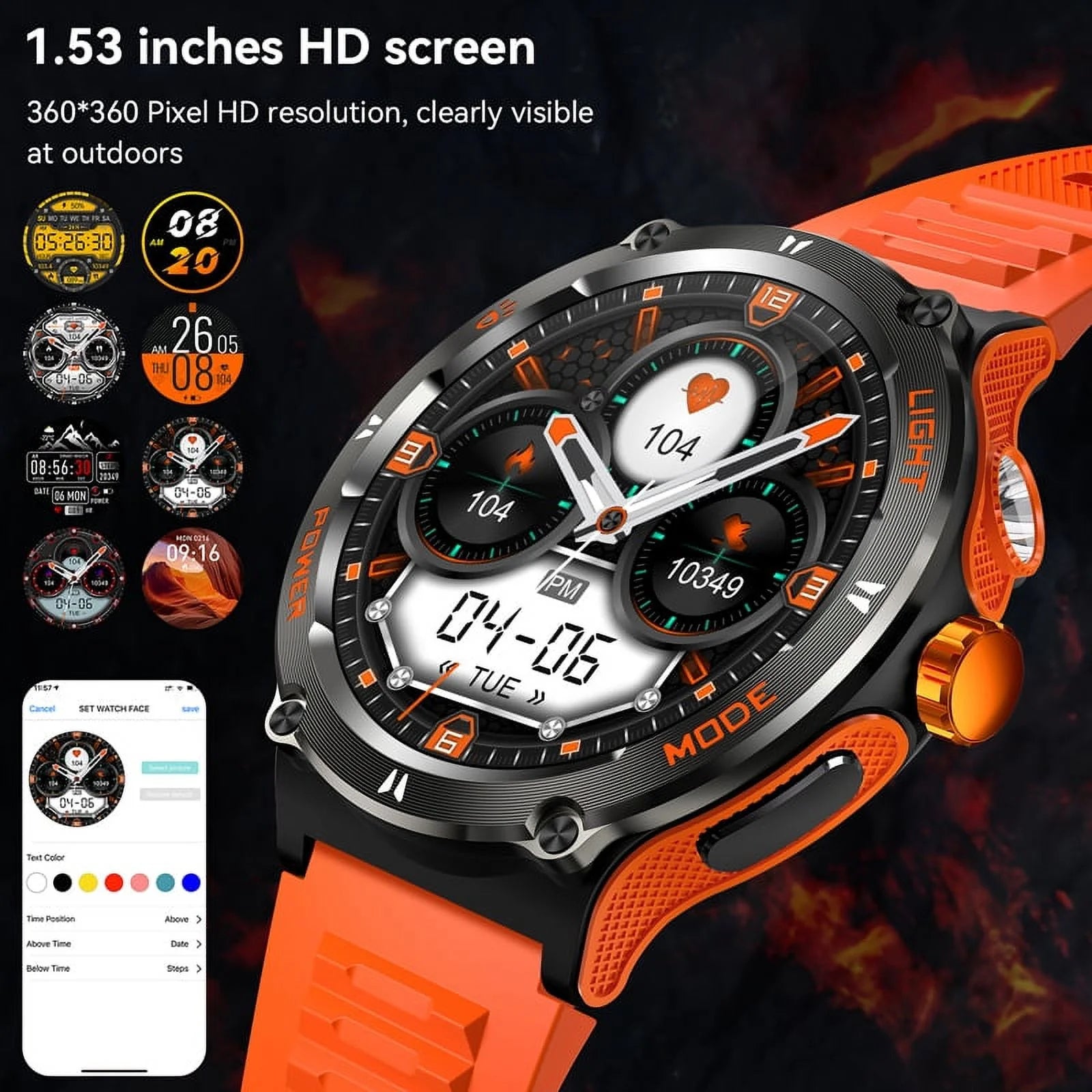 1.53’ Smartwatch for Men, Fits for Android & Iphone Devices, Fitness Watch with Fitness Tracker, Answer/Call/100+ Exercise Modes (Black)