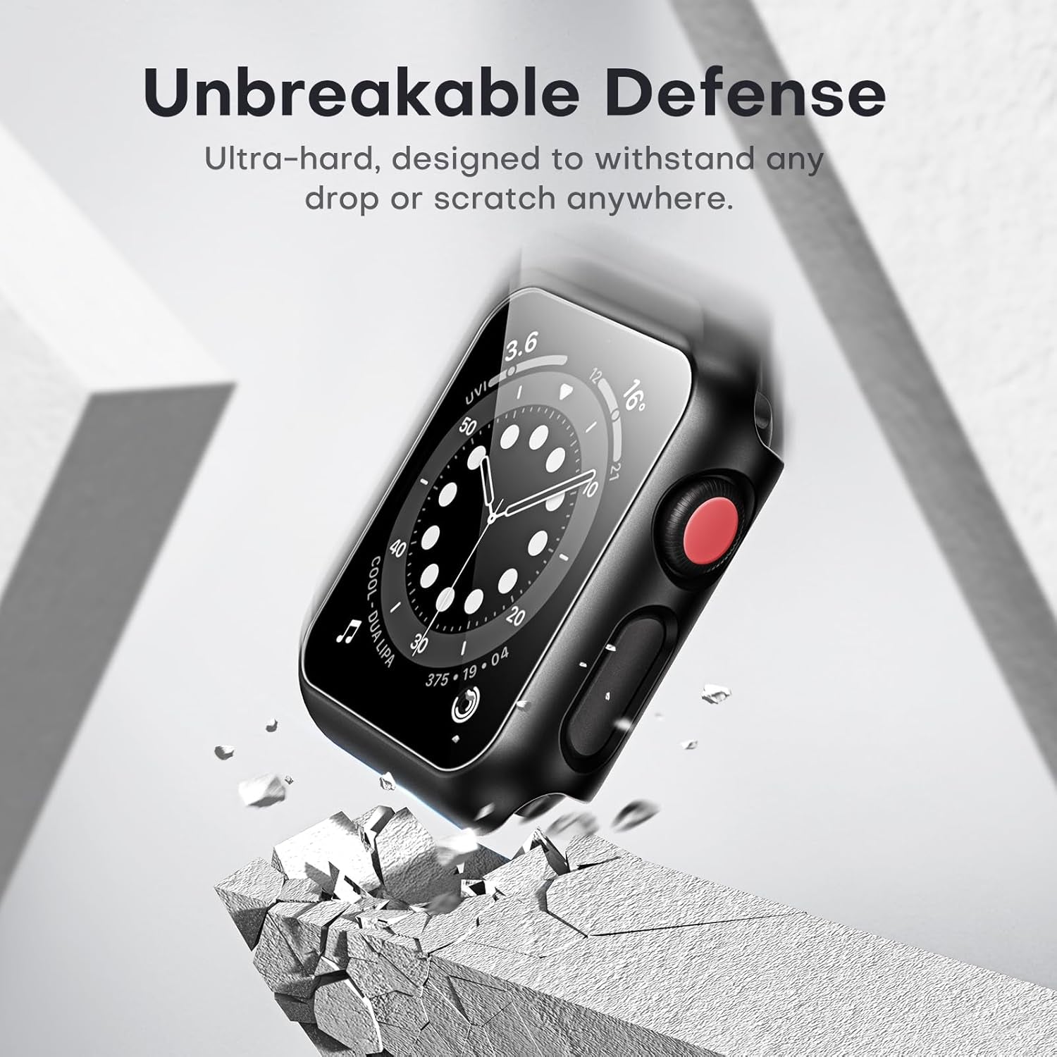 2-Pack Hard Case for Apple Watch Series 3/2/1 (38mm) with Full Coverage and 9H Tempered Glass Screen Protector - Slim Black Protective Cover