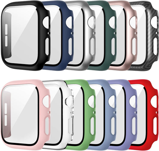 12-Pack Case for Apple Watch 38mm Series 3/2/1 with Tempered Glass Screen Protector and Ultra-Thin Hard PC Scratch-Resistant Bumper HD Protective Cover for Enhanced Watch Accessories