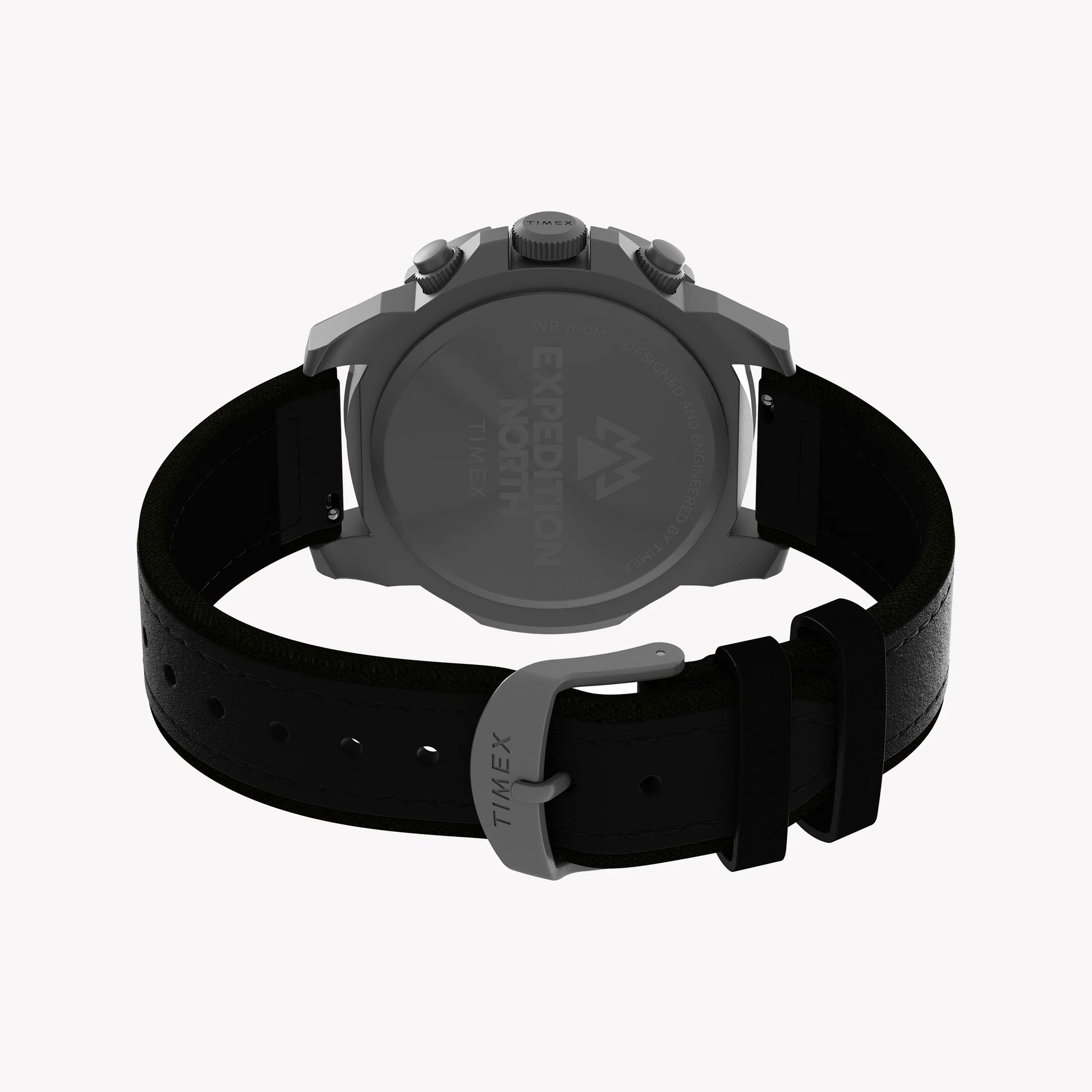 Timex Men's Black Eco-Leather Watch, Dark Green Dial | TW2W16100-2