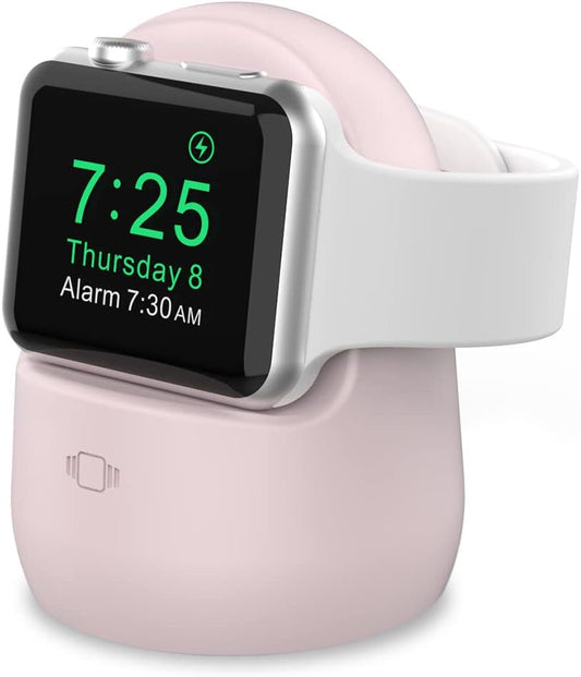 Silicone Charging Dock Stand for Apple Watch Ultra 2, Ultra, SE2, Series 1-7 (45/44/42/41/40/38mm) - Pink