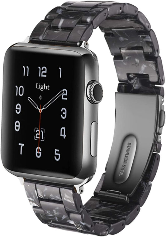 Fashionable Light Resin Apple Watch Band for Men and Women, Compatible with Stainless Steel Buckle – Fits Apple Watch Series 1-10 and Ultra 1-2 (38mm/40mm/41mm/42mm/44mm/46mm/49mm)