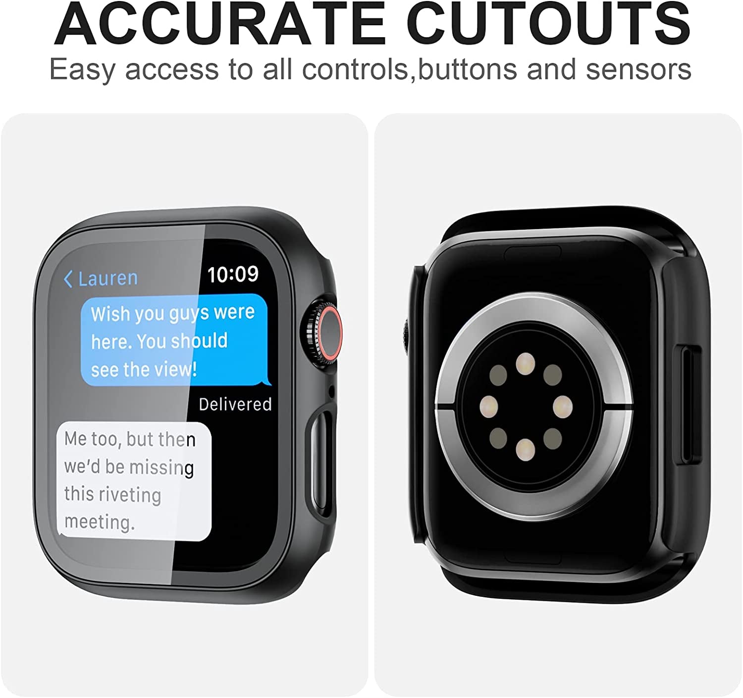 Tempered Glass Screen Protector and Protective Case Bundle for Apple Watch Series 3/2/1 (38mm) - Slim Guard Bumper Design in Black