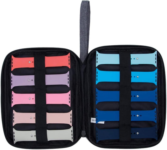 Watch Band Storage Organizer for 10 Bands - Travel Carrying Case in Dark Gray